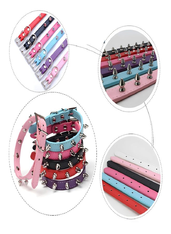 Weimostar Spiked Dog Collar Soft Pu Leather Rivet Spike Stud Studded Cat Collars Adjustable for Girl Boy Small Breed Pet Teacup Mini Tiny Puppy Kitten Blue S - Image 3